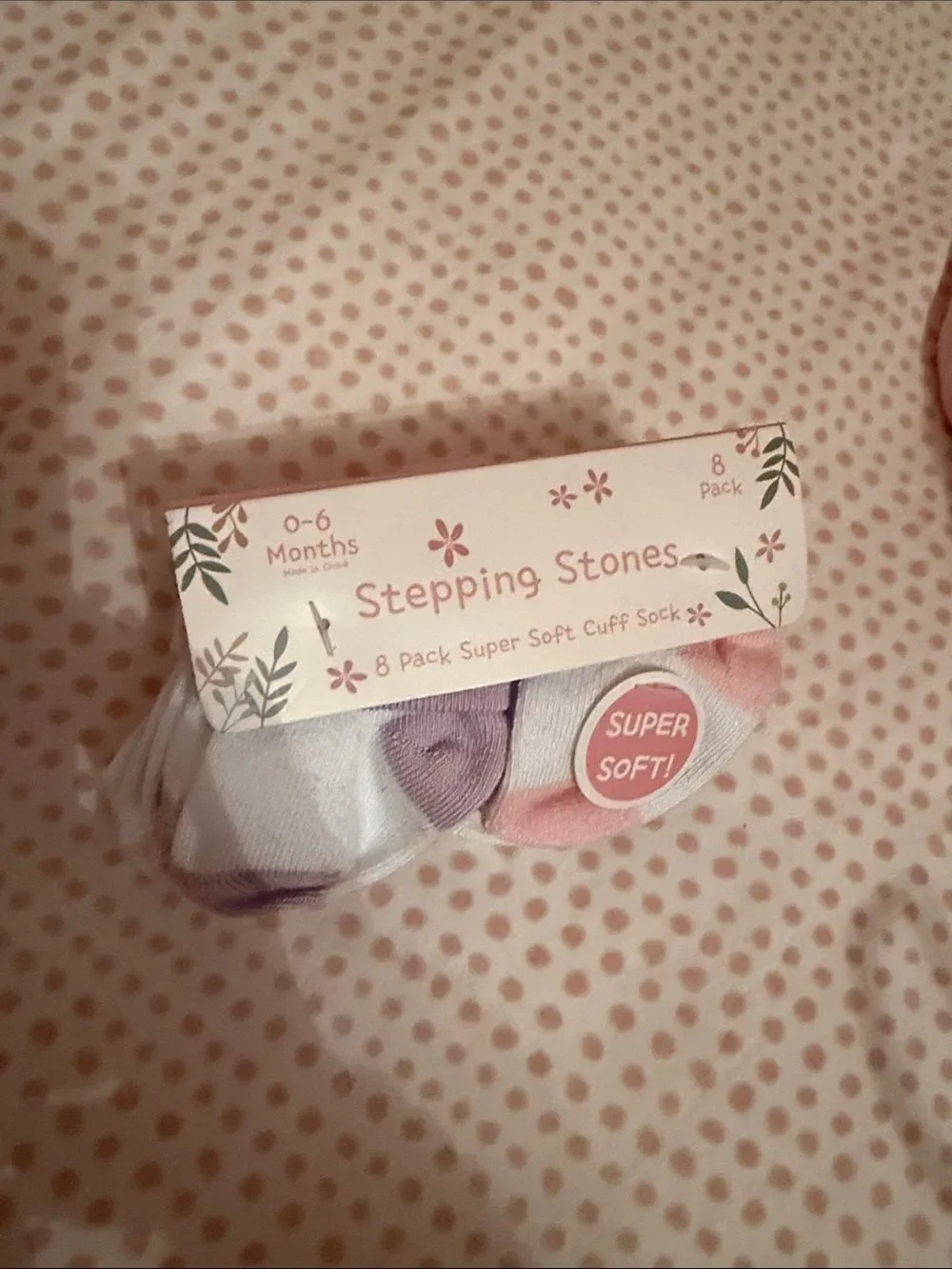 Stepping Stones Baby Socks - Pastel Pink & Lavender (0-6 Months) BRAND NWT